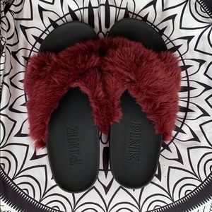 furry PINK slides medium